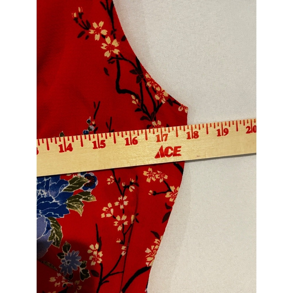 Magnolia Skye Red Floral Ruffle Wrap Dress High Low V-Neck Sz S boho cottagecore - Picture 6 of 10